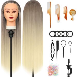 ShopGlobe - Oefenhoofd Kappershoofd - Oefenpop Kapper - Blond/Donker - Incl. Accessoires