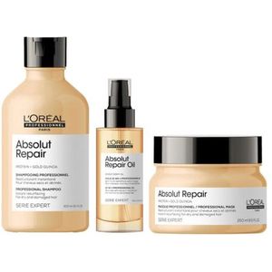 L`Oreal Professionel - Absolut Repair Set - Shampo + Masker + Olie - Beschadigd Haar Pakket - Serie Expert Giftset