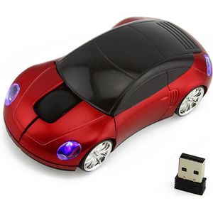 Draadloze muis - computermuis - muis auto - design auto - cadeau - porsche - rood