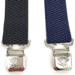 bretels heren - Bretels - bretels heren volwassenen - bretellen voor mannen - 4 clips - bretels heren met brede clip 2 Stuks - 1 x Zwart, 1 x Blauw