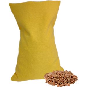 Ecologisch Lijnzaadkussen 30 x 20 cm (geel), voor soepele spieren en ontspanning - Geel - wasbaar hoesje