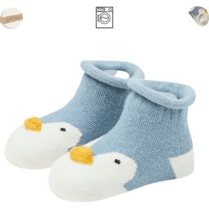 Babysokken - Pinguïn - Katoen - Antislip - 0-12 maanden - Babysokjes - Baby Slofjes - Kraamcadeau - Baby Cadeau
