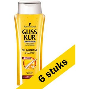 6x Schwarzkopf Gliss Kur Oil Nutritive shampoo (250 ml)