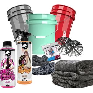 Nuke Guys - Auto Was Set - 3 Emmers 19 Ltr - Grit Guard Accessoires - Krachtige Velgreiniger 1000 ml - Pink Sherry Shampoo 500 ml - Gamma Dryer Droogdoek 50x80 cm
