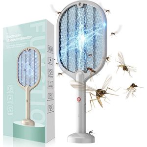 Elektrisch Oplaadbare Vliegenmepper – Accu - muggenlamp - UV-lamp - USB Oplaadbaar – Led Vliegenvanger - Vliegenlokker en Muggen Racket – Extreem goed – Geen last meer van muggen