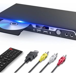 DVD Speler met HDMI - DVD Speler - DVD Speler HDMI - DVD Speler Laptop - Zwart - 1080P - Inclusief HDMI Kabel - Met afstandsbediening - DVD en CD speler - Compact