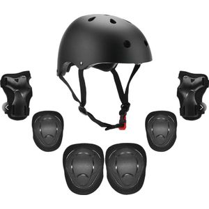 Fietshelm Combi met Bescherming - Kinderhelm - Skate Beschermset Kinderen - Zwart - Fietsbescherming - Sportbescherming