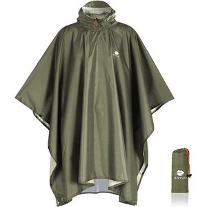 Anyoo Waterdichte poncho, licht, herbruikbaar, ripstop, waterdicht, multifunctioneel, ademend, met capuchon, opvouwbare beschermhoes onderaan, ideaal voor outdoor, kamperen, wandelen, vissen