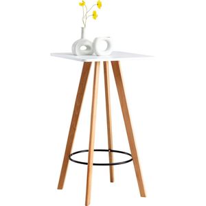 Statafel modern - Vierkant - Bartafel voor Binnen & Buiten - Hout - Feesttafel - Wit - 60x60x105cm