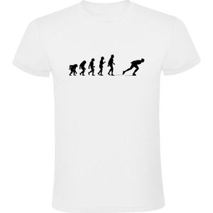 Speed Skating Evolution Heren T-shirt | wedstrijdschaatsen | sport | schaatsen | marathonschaatsen | Wit