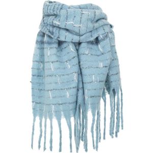 Sjaal herfst/winter extra dik met strepen 200x60cm blauw
