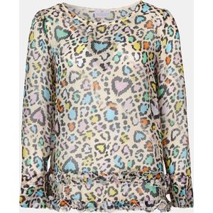 Mucho Gusto - Torre Di Palme - Blouse - Beige - Multicolor Luipaardprint - 70% Viscose 30% Zijde
