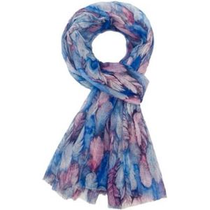 Lange Dunne Sjaal - Print - Blauw/Roze - 180 x 70 cm (1025)