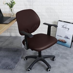 Ralfos lederen Bureaustoelhoes - Bruin - Chair cover - Bureaustoel hoes - Koffiebruin - Hoes - Leer - Voor rugleuning en zitting - Waterafstotende stoelhoes - Stretch - Kantoor en Thuisgebruik - Wasmachine bestendig - Cadeau tip