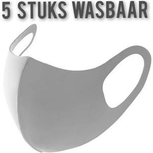 Wasbare mondkapjes effen grijs – per 5 stuks