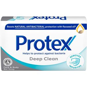 Protex Deep Clean Handzeep - Hydraterende Voedende Antibacteriële Zeep met Lijnzaadolie - Effectief tegen Bacteriën en Onzuiverheden - Soap - Zeep Blok - 90g