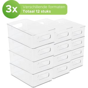 Box me - Koelkast organizer - 12 stuks - Gootsteenkast - Keukenkast - Plastic bakjes