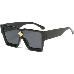 Vierkante Ster Zonnebril - Unisex - Zwart