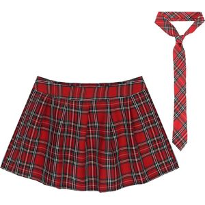 Erotische schoolmeisje kostuum - Cosplay - Mini rok en stropdas - Sexy outfit - Rokje - Rollenspel