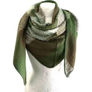 Warme Driehoekige Sjaal - Geruit - Groen - 195 x 90 cm (016910#)