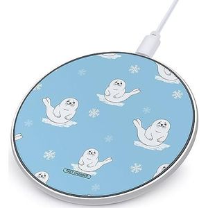 Leuke Cartoon Baby Seal Pup Draadloze Oplader 10W Max Draadloze Opladen Pad Compatibel met IPhone Galaxy Mate