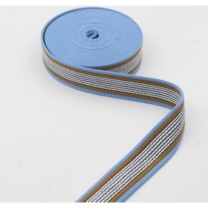 5 meter Gestructureerde Tassenband met Meerdere Strepen,Breedte 32MM, Kleur 155 Lichtblauw