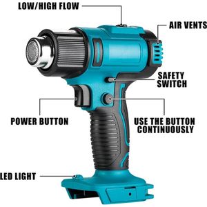 Heteluchtpistool - verfbrander - werkt op Makita 18v LXT Accu - Heteluchtpistool op Accu