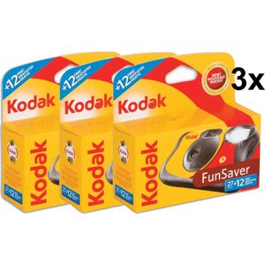 3 pak Kodak - Wegwerpcamera met flitser - 27+12 foto's