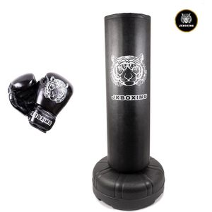 SET JKBOXING staande Bokspaal/Bokszak ""The Giant"" + bokshandschoenen 12 oz zwart