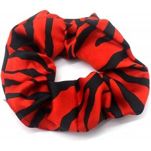 Scrunchie Haarelastiek Zebra Print Zwart Rood