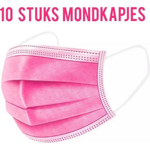 10 delig pakket Wegwerp mondkapjes hard roze