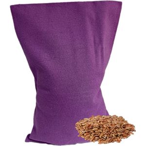 Ecologisch Lijnzaadkussen 30 x 20 cm (paars), voor soepele spieren en ontspanning - Paars - wasbaar hoesje