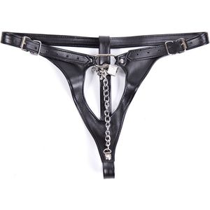 Lederen BDSM String | Slot en sleutel | Kuisheidskooi vrouwen | Bondage lingerie | Zeer goede kwaliteit | One size