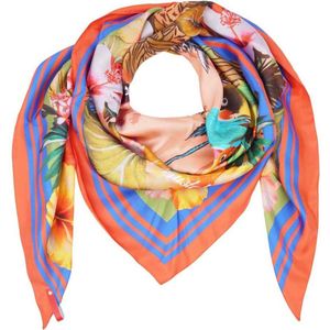 Mucho Gusto Zijden sjaal st. tropez print met tropische papegaaien