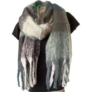 Warme Sjaal - Dikke Kwaliteit - Geblokt - Groen - 220 x 52 cm (999113#)