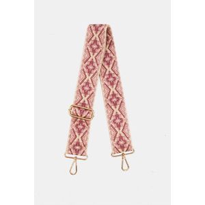 Bag strap- Bagsstrap - Dames Tas - Schouderband - Tassenriem - Verstelbaar - Tassenhengsel - Tassen Band - 120 cm lang - 5 cm breed - Canvas - Roestvrijstaal - Pink/Beige