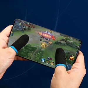 Game handschoenen voor touchscreen blauw met zwart 2 stuks - Koolstofvezel - Vinger mouwen voor pubg -  Mobiele games - Call of duty - Fortnite - Clash of clans