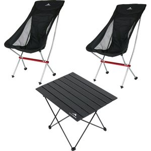 TS - Large Set - Kampeerset 2 stoelen + 1 tafel - Ultra lichtgewicht - Compact - Aluminium - Camping stoel tafel - Supersterk - Opvouwbaar - Inklapbaar - Visstoel – Vouwstoel – Strandstoel - Picknicktafel