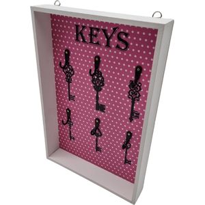 Houten sleutelkast/sleutelkluis 0 x 0 cm - Sleutels opbergen - PAARS