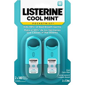 2 x Listerine CoolMint Pocket Mist - Mondspray - Spray Tegen Slechte Adem - Geen Mondwater Nodig - Listerine Total Care