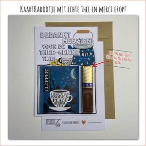 Kaartkadootje -> Thee & Merci – No:06 (Thee gekke tijd MEESTER-Clipper Blauw-Theepot blauw) - LeuksteKaartjes.nl by xMar