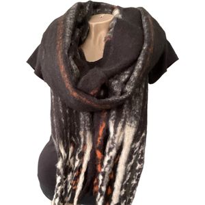 Warme Sjaal - Dikke Kwaliteit - Geruit - Zwart - 215 x 38 cm (225)