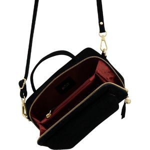 MŌSZ Dames Tassen / Crossbodytas / Handtas - Leer - Naomi - suede zwart (incl QR tag)