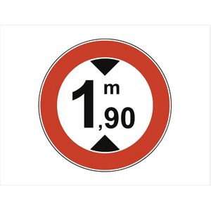 Pictogram/ bord | Hoogtebeperking 1,90 meter | 36 x 27 cm | Maximale doorrijhoogte | 190 cm | Waarschuwing | Inrit ondergrondse garage | Beperkte hoogte | Opgelet | Parkeerplaats | wit/ rood | 1 stuk