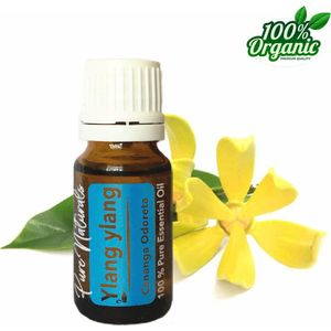 Ylang Ylang etherische Olie 10 ml | Ylang Ylang Oil | 100% PUUR | Bio | Essentiële olie Aromatherapie | Olie diffuser | Geschikt voor inname | Pure Naturals
