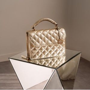 Leren dames handtas - goud quilted - MŌSZ Kris L