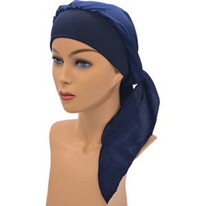 Johnson Headwear® - Chemo wikkelmuts - Dames muts - Kleur: Donkerblauw - Chemo Cap - Muts - Cap - Hoofddeksel - Zomer Mutsje