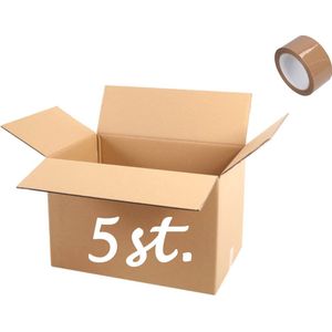 Verhuisdoos 5 stuks EXTRA GROOT Karton 800 x 400 x 600 mm 1 ROL PLAKBAND 100m Kartonnen dubbele Golf Bruin Verhuisdozen 80 x 40 x 60 cm opbergdoos STEVIG 5-laags karton 660g/m2