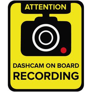 Dashcam On Board Recording Sticker Set - Set van 3 Stickers - 4 x 5 cm