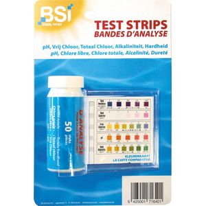 BSI Test Strips - Bepalen Van pH, Vrij & Totaal Chloor, Alkaniniteit, Hardheid - Voor Zwembadwater